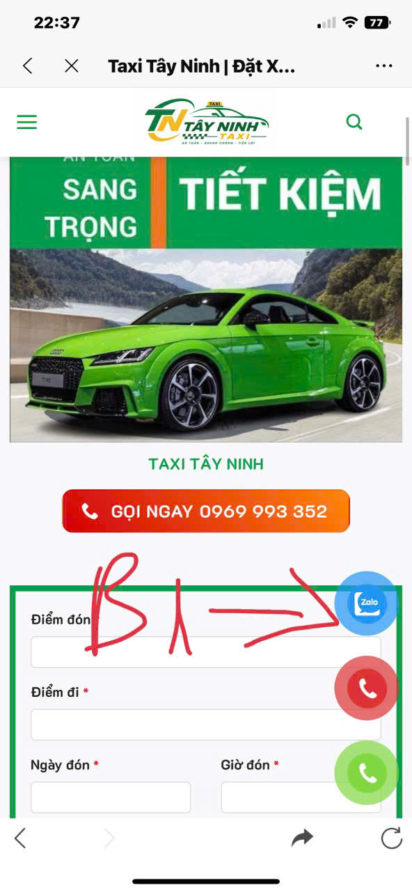 Cách tìm Taxi Tây Ninh trên Zalo để đặt xe